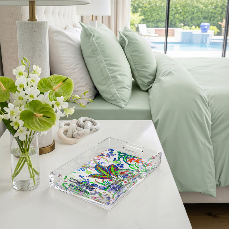 Plateau décoratif classique en acrylique Amazonia, L 12,5 po x P 7,75 po x H 2 po
