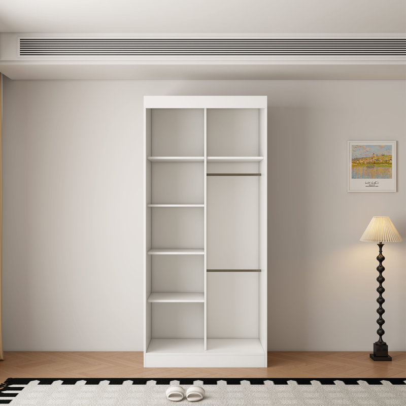 2 Door Manufactured Wood Wardrobe, 220cm H x 100cm W x 62cm D