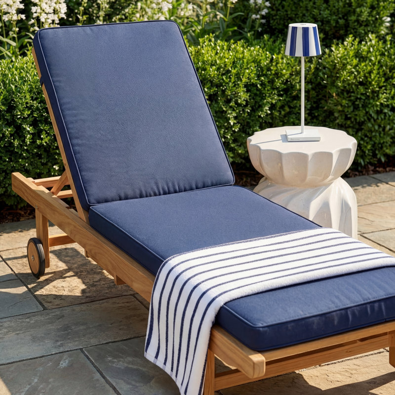 Ricmod Outdoor Sunbrella Seat/Back Cushion, Canvas Navy SunbrellaCanvas, 25" W x 79" D