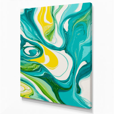 Abstrait art fluide sur toile verte 14