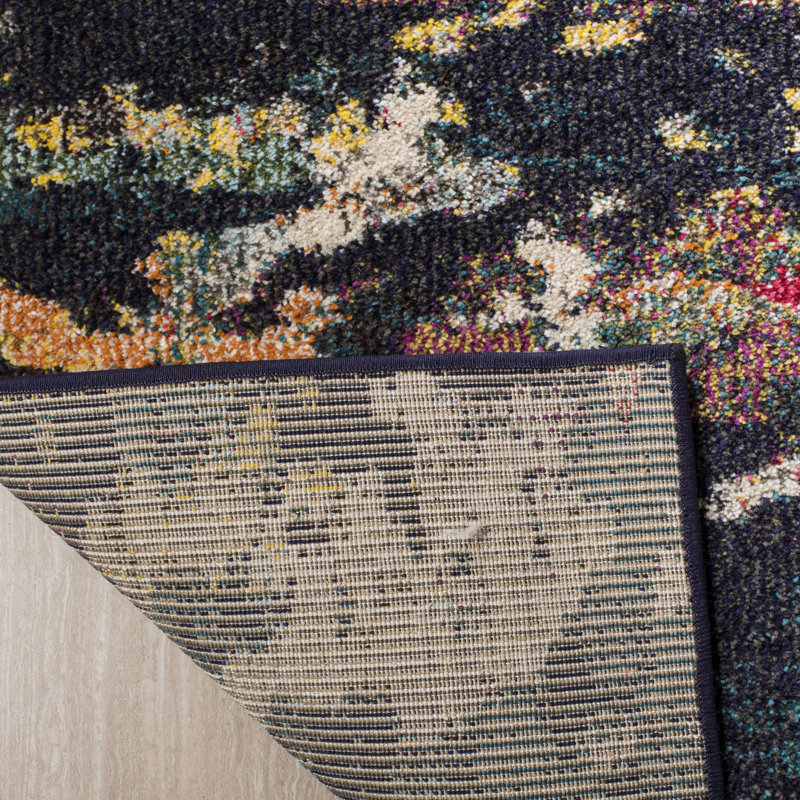 Tapis brun / bleu sarcelle Hertzler, Carré 6 pi 7 po
