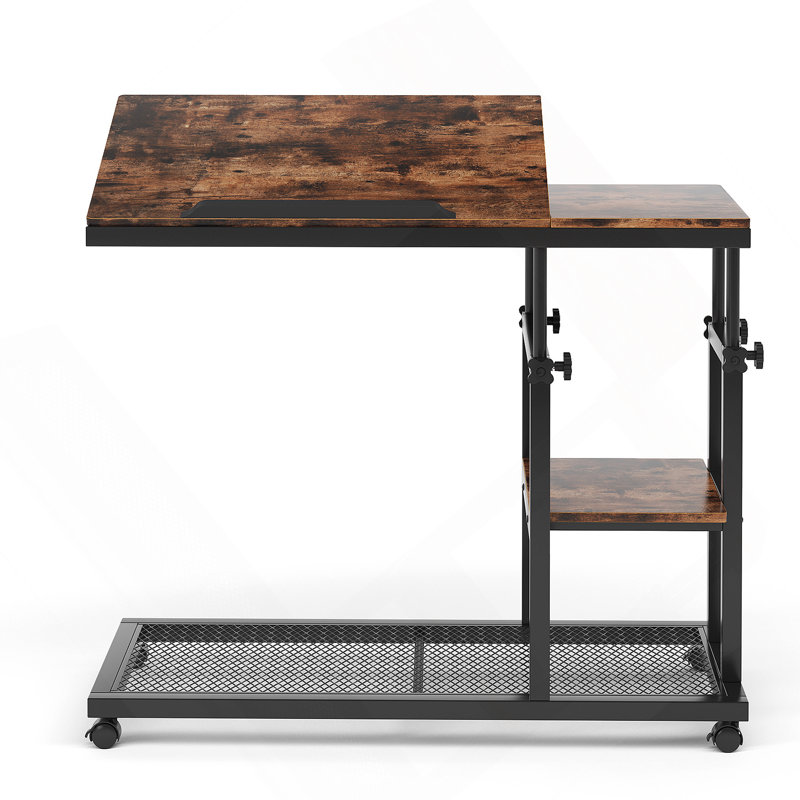 Table de bout réglable en forme de C 32 "avec roulettes et plateau inclinable