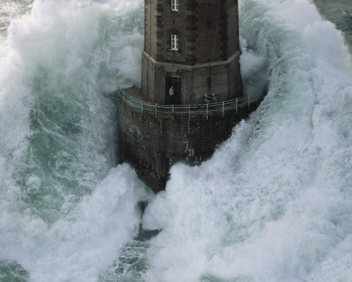Phares Dans La Tempête La Jument by Jean Guichard - Print, 85cm H x 120cm W, Linen