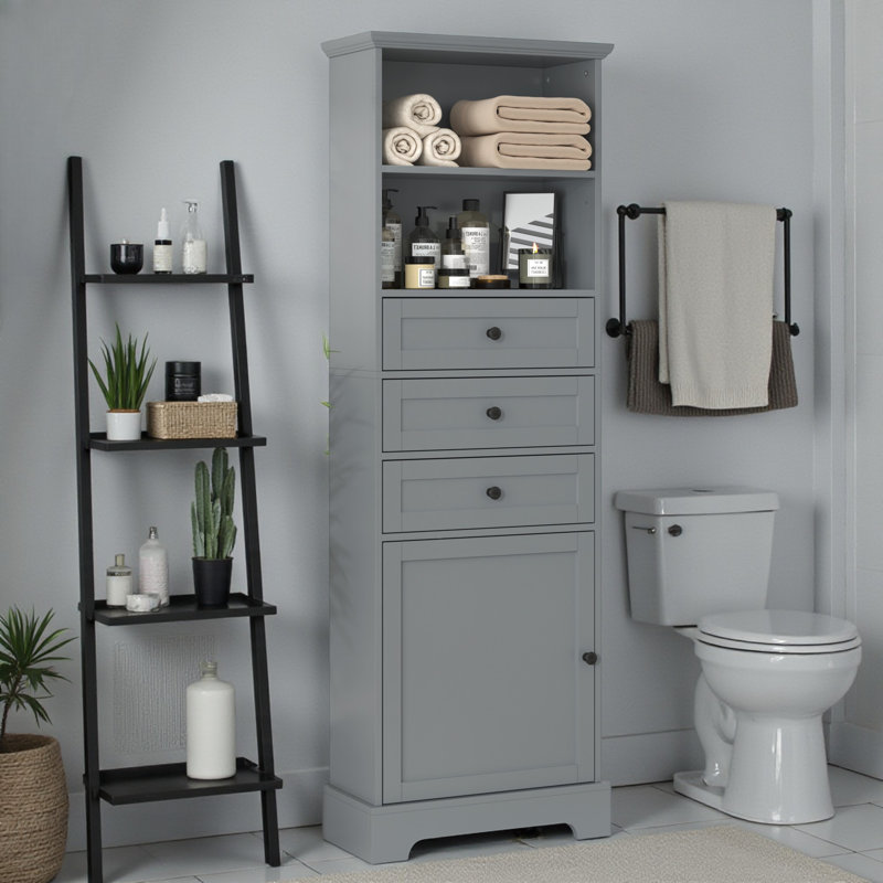 Armoire de salle de bain autoportante, Gris