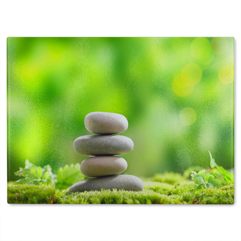 Rock Garden Stones Designer Glass Chopping Board, 40cm L x 28cm W
