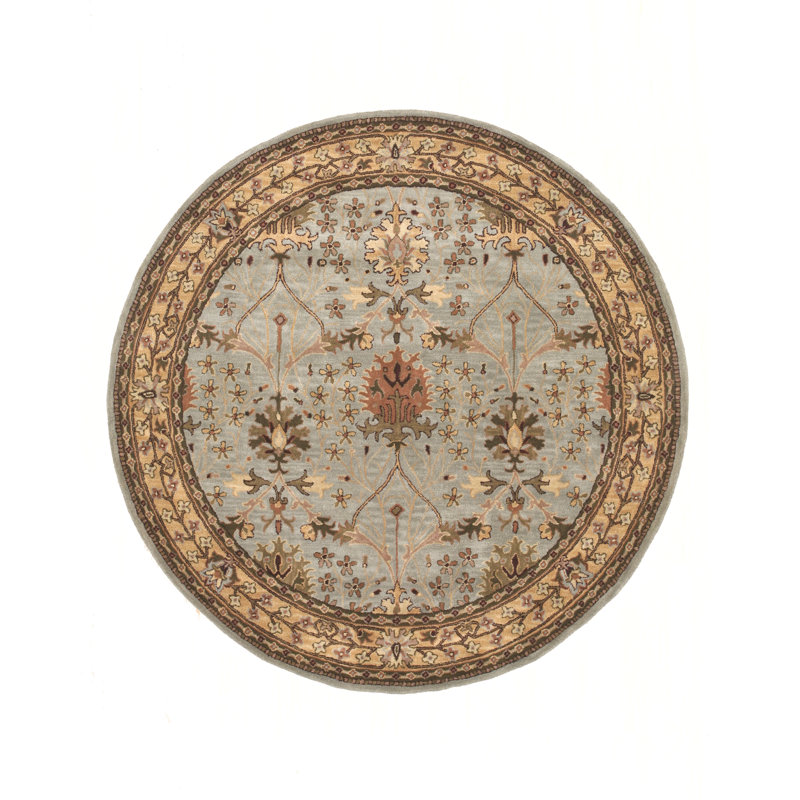 Tapis bleu en laine touffeté à la main Morris, Rond 8 pi