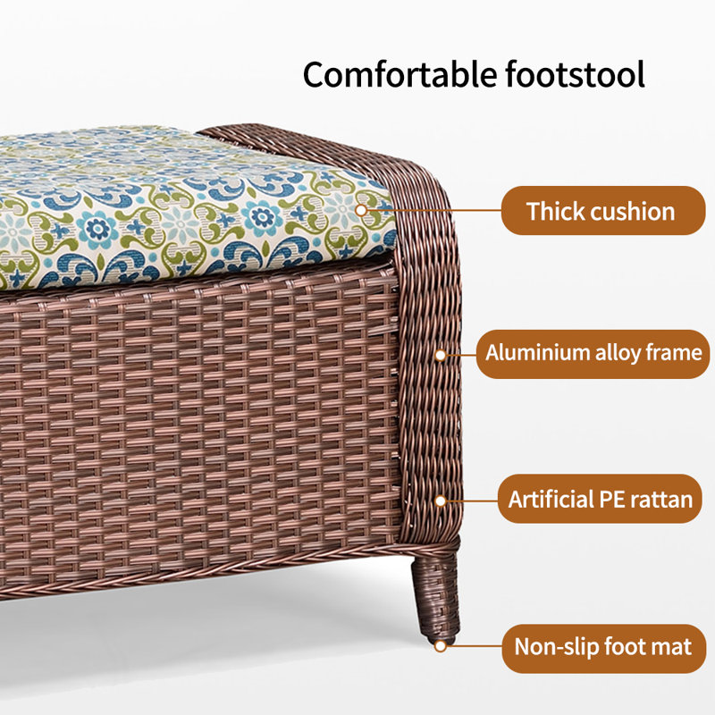 Chaise berçante en rotin avec repose-pieds PE