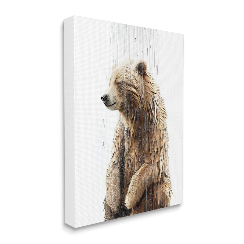 «Bear Shower Splash» sur toile par Annalisa Latella, H 20 po x l 16 po x P 1,5 po