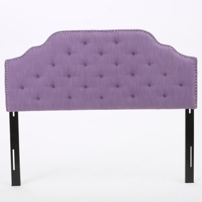 Button tufted design headboard with nailhead trim