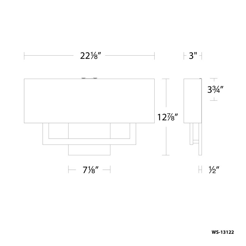 Manhattan 1 - Light Flush Mounted Sconce, 18" H x 22" W x 3" D, Black
