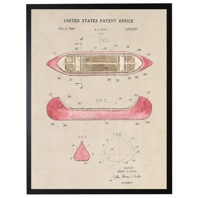 Canoe Patent in Black Frame