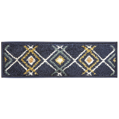 Tapis d'escalier bleu / brun 9 po x 28 po Ludwick Sofihas