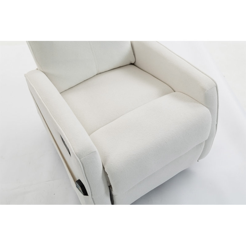 Fauteuil court en peluche, Velours blanc crème