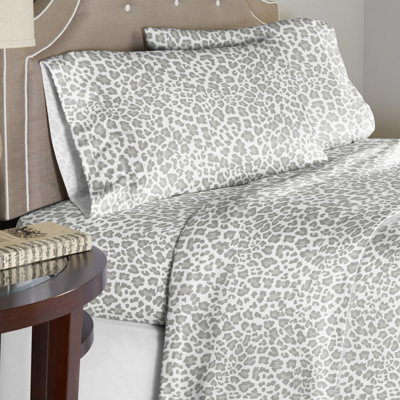 Twin Leopard Print Cotton Flannel Deep Pocket Sheet Set