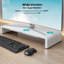 Support pour écran de moniteur, pliable, support d'ordinateur réglable en hauteur, support pour tablette de bureau avec tiroir de rangement et support pour tablette pour ordinateur de bureau, ordinateur portable (blanc)