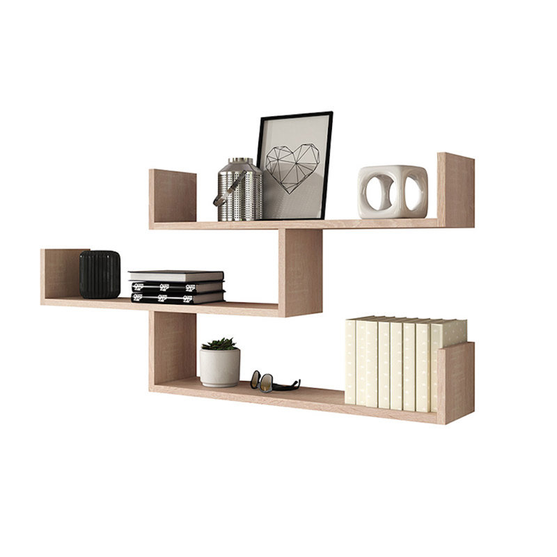 Wallaston 3 Piece Floating Shelf, Brown, Oak, 60cm H x 102.2cm W x 18cm D