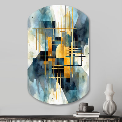 Chloee - Abstract Shapes Cylinder Metal Wall Art, Modern Asymmetrical Metal Art Print