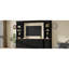 Console média arquée noire, meuble télé 106 pouces et unité de divertissement, rangement polyvalent avec tablettes ouvertes à grain de bois à ouverture lisse, fonctionnel pour le salon, bien conçu-1145793759