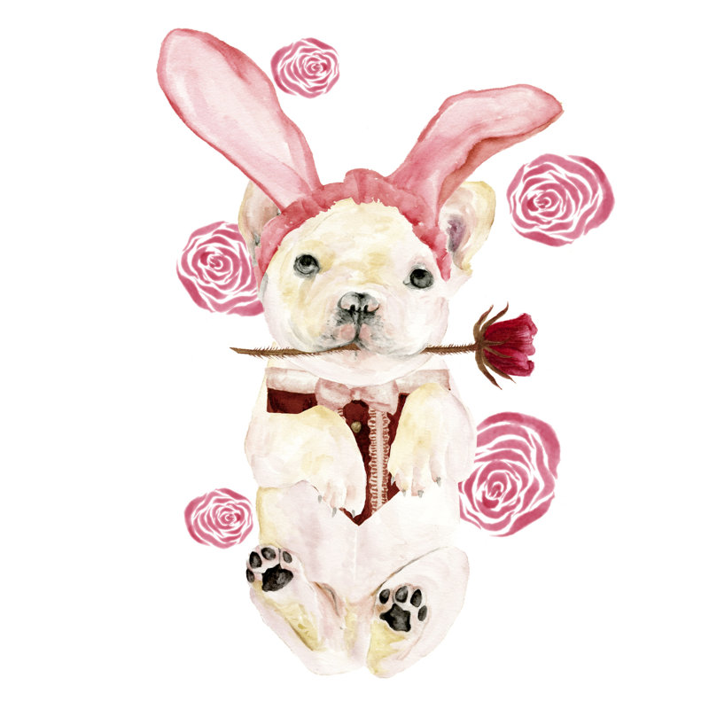 Valentine Puppy I by Melissa Wang - Wrapped Canvas Painting, 51cm H x 51cm W