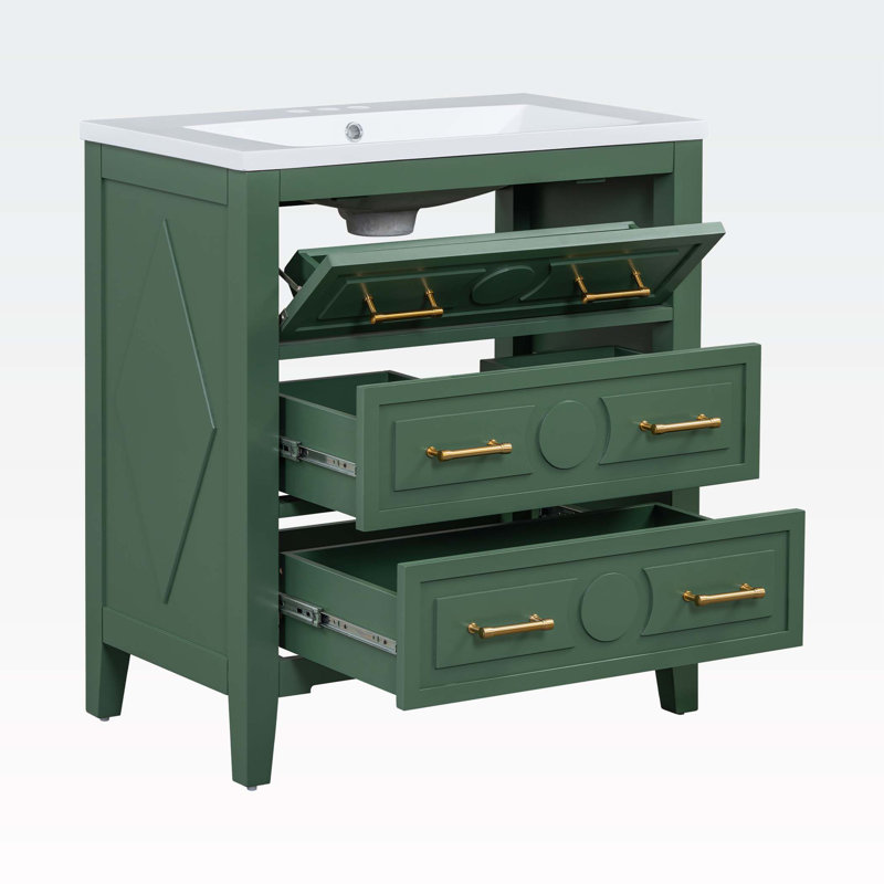 Meuble-lavabo 30 po avec lavabo, Vert