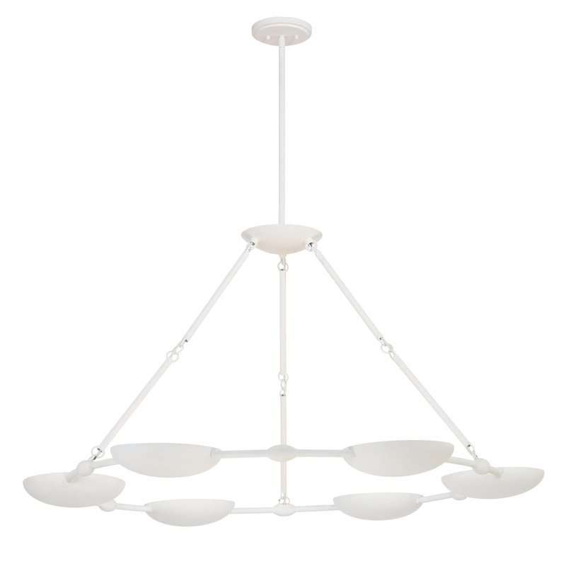 George Kovacs Undertas 6 Light Chandelier In Textured, Piastra White