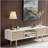 55.12-inch wicker TV cabinet, double sliding door storage, adjustable shelf, solid wood legs, living room TV cabinet, white