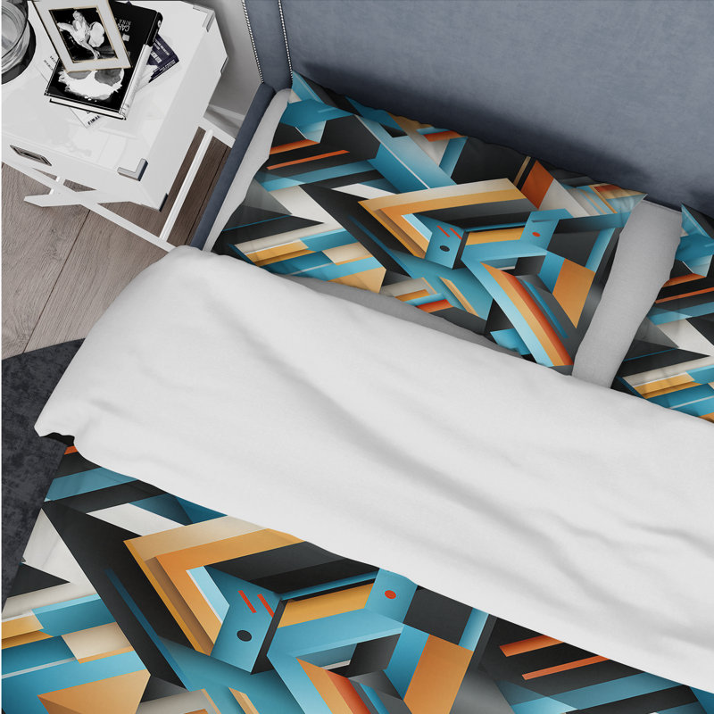 Ensemble de housse de couette en microfibre jaune et turquoise, Housse de couette pour très grand lit et 2 très