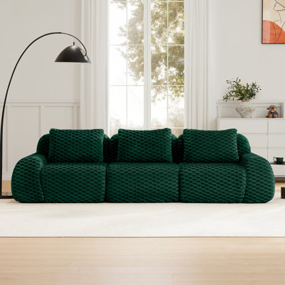 Canapé modulaire Boneless de 114 po pour salon modulaire, tissu en flanelle, canapé 3 places surdimensionné, canapé désossé, siège profond, connexion à boucle, conception antidérapante, sans assemblage