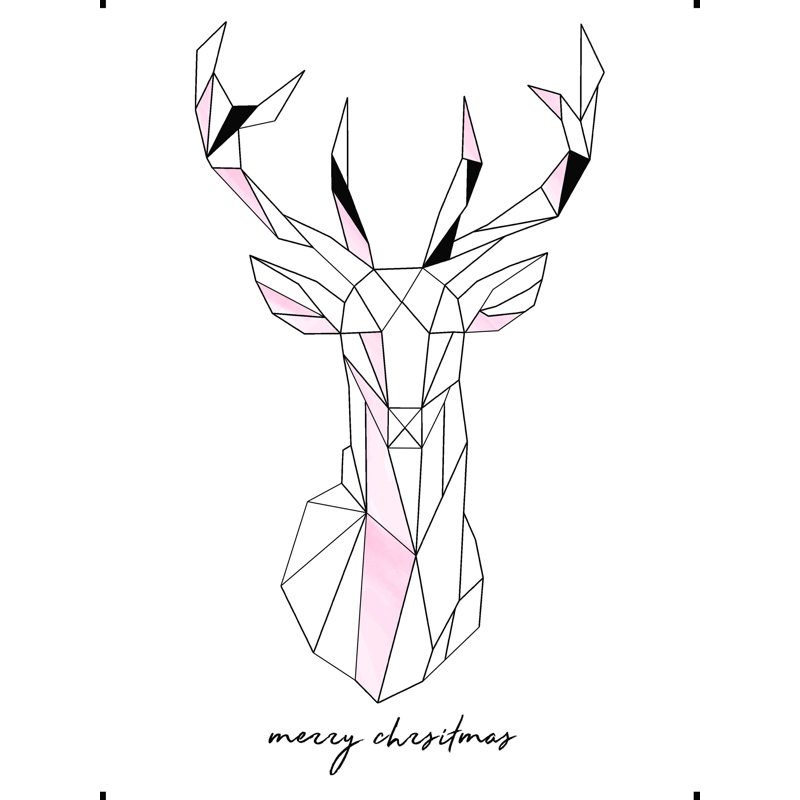 «Deer Head Merry Christmas», reproduction sur toile tendue, H 24 po x l 18 po
