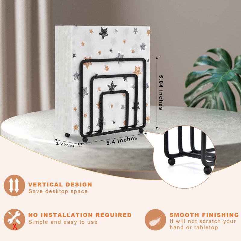 Porte-serviettes de table pour table, porte-serviettes de table en métal noir moderne pour tables et comptoirs de cuisine, distributeur de porte-serviettes en papier