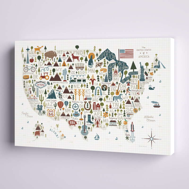 " Illustrated USA Warm " by Michael Mullan, 8" H x 12" W