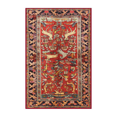 Tapis rouge / beige / noir