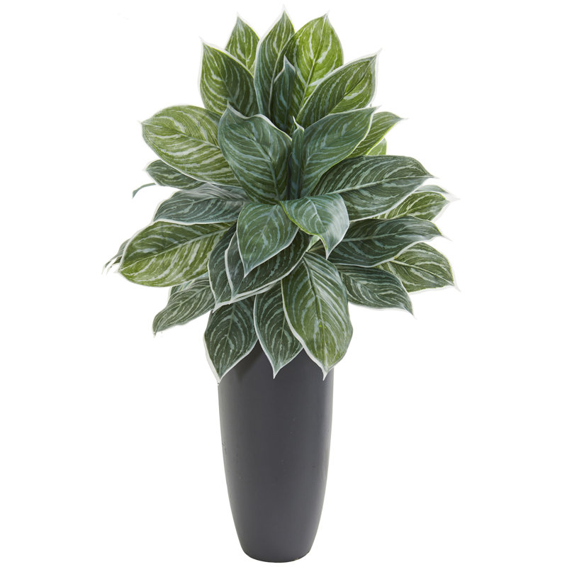 37'' Faux Foliage Plant in Stone Planter