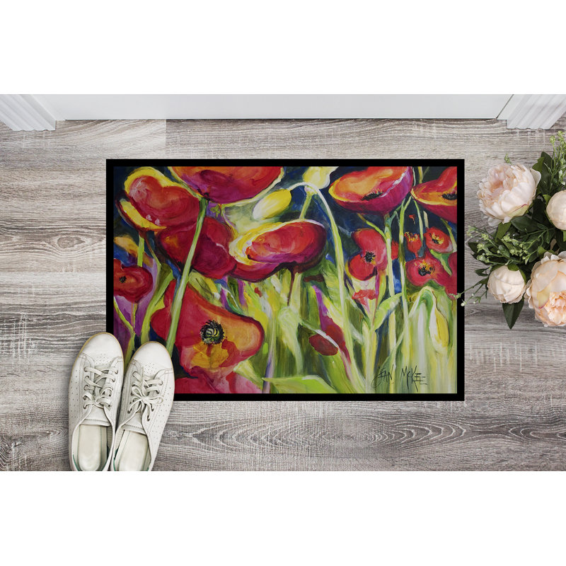 Paillasson d’intérieur antidérapant tibbie Poppies, Rectangle 2 pi x 3 pi