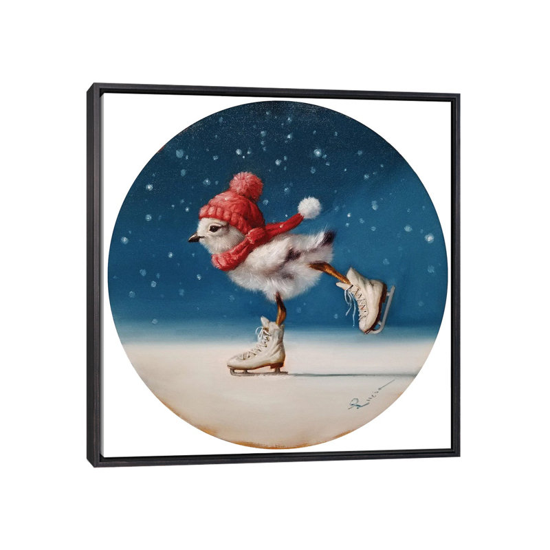 Impression de Chickie Yamaguchi par Lucia Heffernan, H 26 po x l 26 po x P 1,5 po, Toile avec cadre noir patiné, Pas de tapis