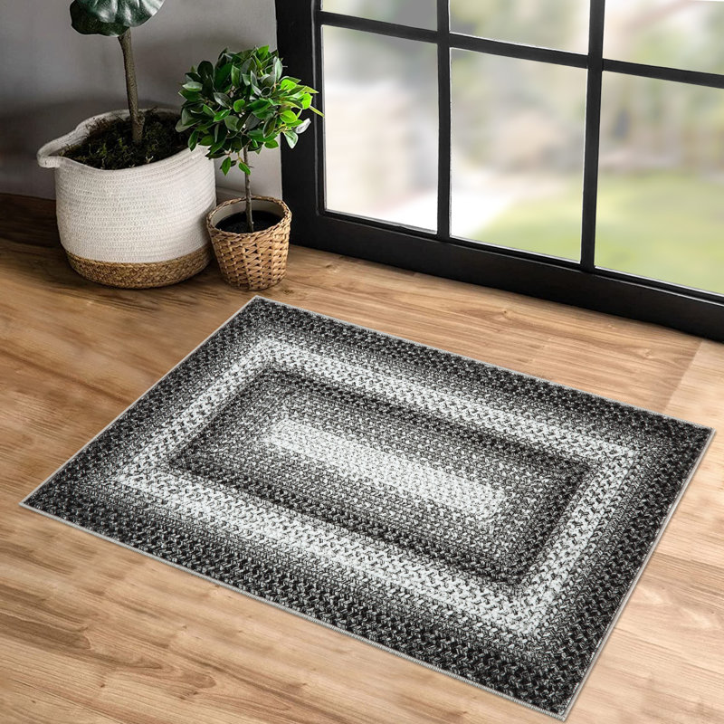 Tapis intérieur moderne lavable à bordure géométrique avec tapis doux pour décor de bureau à domicile-_104G-GRIS