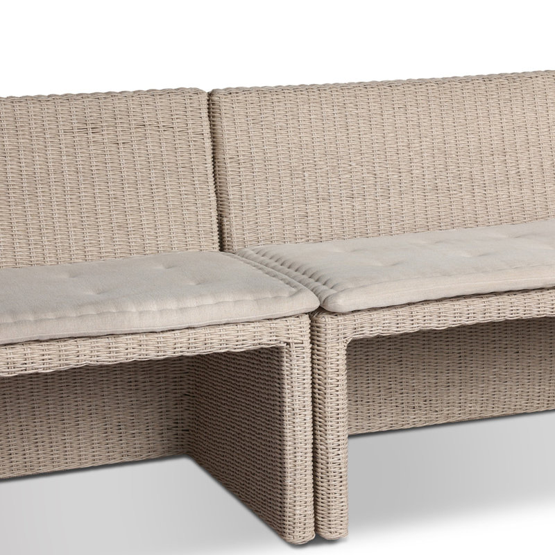 Senna Outdoor L-Shape Dining Banquette, 32.5" H x 132.25" W x 83.25" D