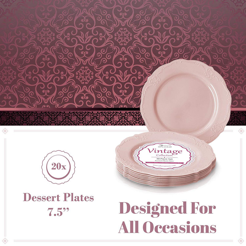 Assiette plate 10 personnes, Rosé