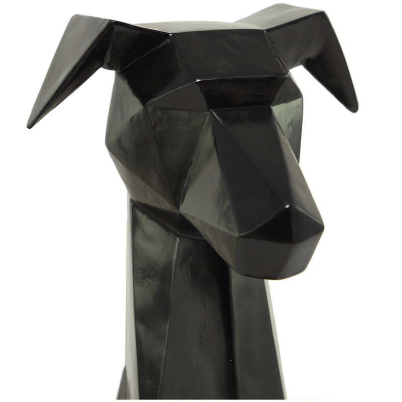 Black Polystone Cubist Dog Decorative Floor Sculpture