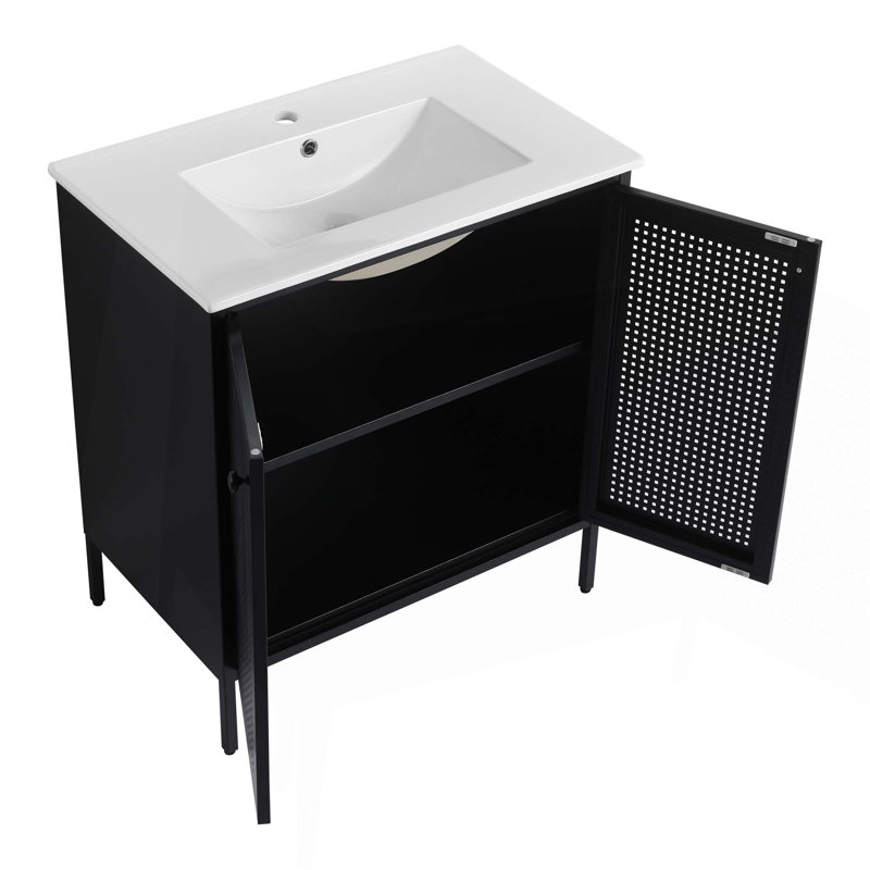 Meuble-lavabo autoportant avec comptoir en céramique