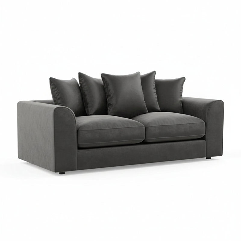 3 Seater Velvet Sofa, Grey