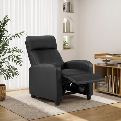 Fauteuil inclinable brun capitonné de style Mid-Century moderne, dossier réglable et repose-pieds, canapé simple capitonné avec ressorts ensachés