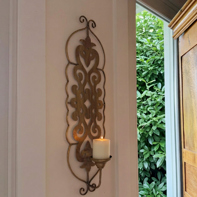 Scroll Filigree Candle Wall Sconce, 30 Inches
