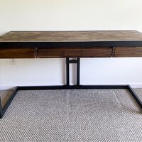 Gorlest Solid Acacia Wood Modern Industrial Desk Trent Austin Design Size: 31 H x 72 W x 24 D, Color (Top/Frame): Distressed Charcoal Brown/Matte