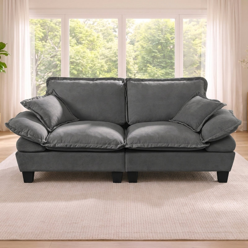Causeuse modulaire moderne à voiliers avec accoudoirs courbés et amovibles pour petits espaces et appartements, Grey