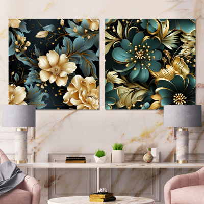 Jette - Abstract Tile Canvas Wall Art Set Of 2