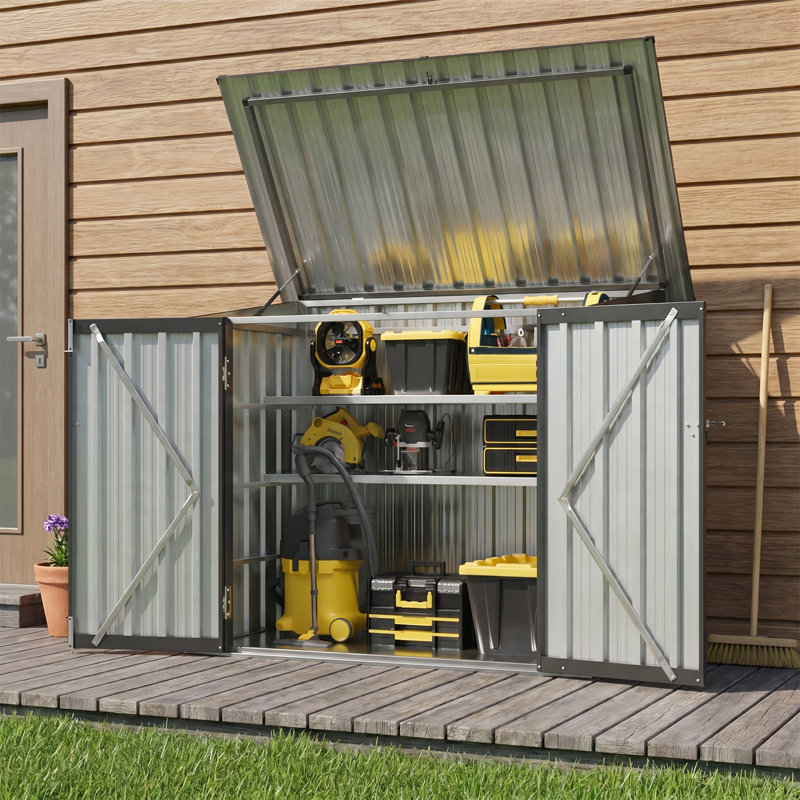 Remise à déchets horizontale en acier galvanisé l 5 pi x P 3 pi avec ensemble de plancher