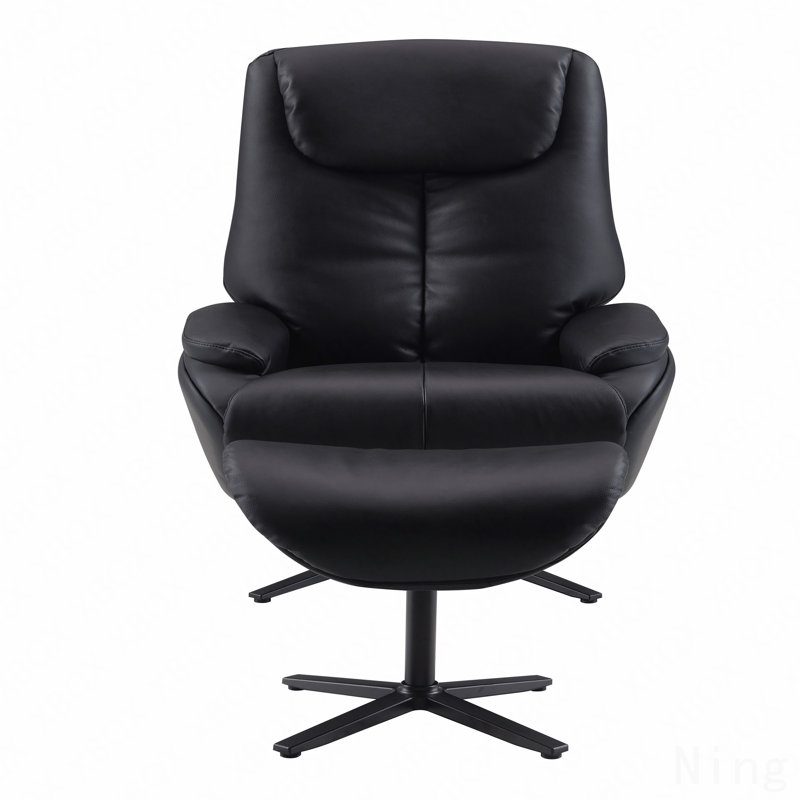 Fauteuil inclinable pivotant noir avec repose-pieds