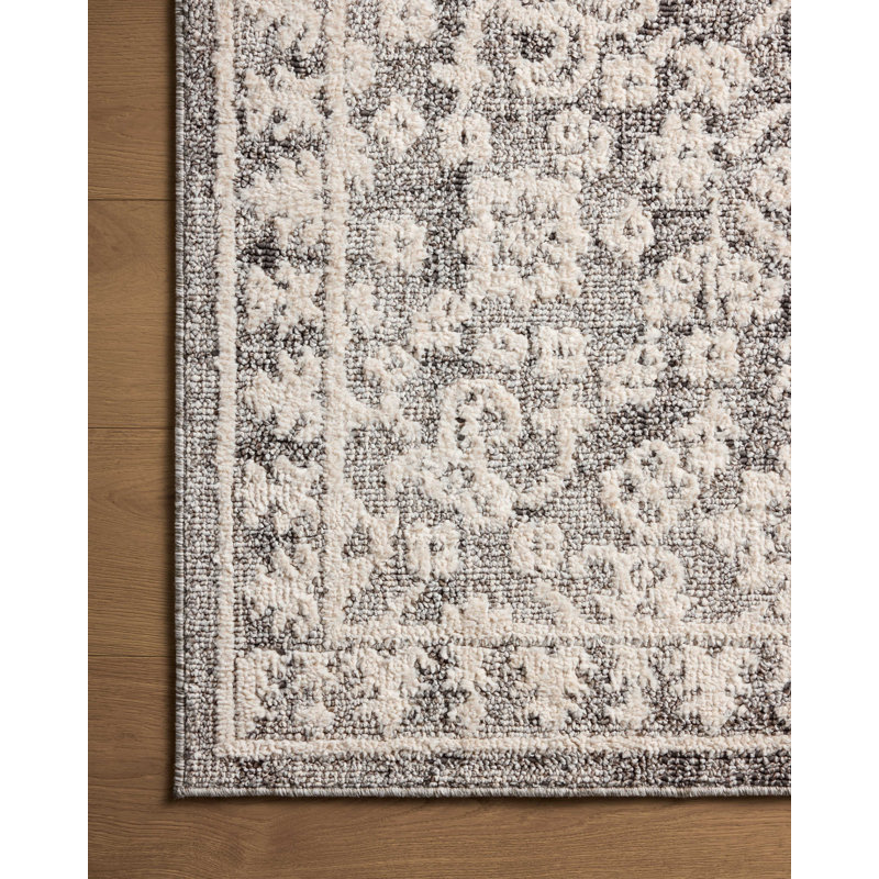Ivory and Gray Rectangular Synthetic Area Rug 7'10" x 10'