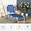 Chaise de camping pliante pliante - 4 chaises longues inclinables, structure en métal, tissu en filet bleu pour une utilisation extérieure dans le patio, plage